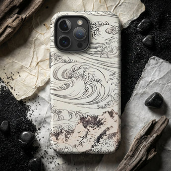 Whirlpool at Awa - Katsushika Hokusai Phone Case Black-and-white Illustrated Phone Case Dynamic Wave Mountain Scene Katsushika Hokusai