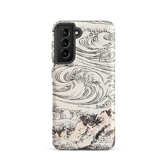 Whirlpool at Awa - Katsushika Hokusai Phone Case Samsung Galaxy S21 / Matte Black White Illustrated Phone Case Dynamic Wave Patterns