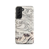 Whirlpool at Awa - Katsushika Hokusai Phone Case Samsung Galaxy S21 / Matte Black White Illustrated Phone Case Dynamic Wave Patterns