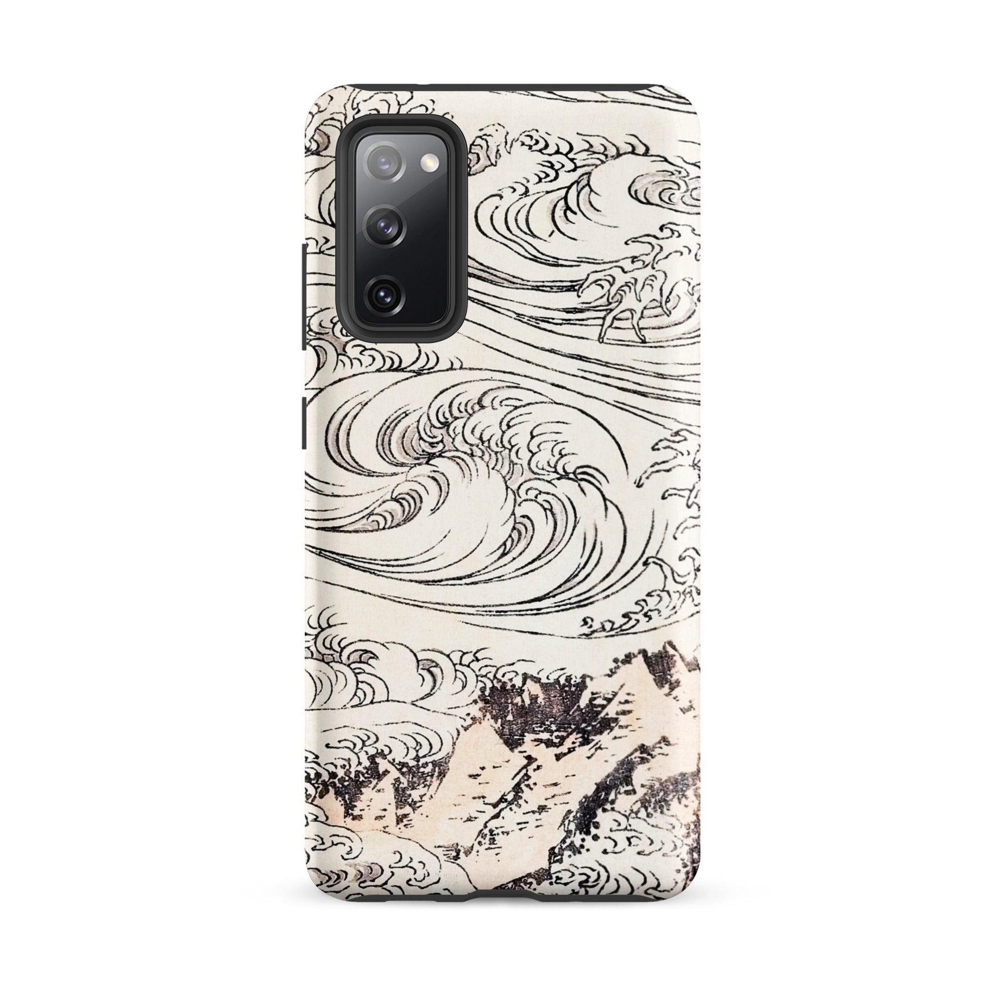 Whirlpool at Awa Katsushika Hokusai Samsung Case, Galaxy S20 Fe / Matte, White Phone Case Black Wave Mountain Design