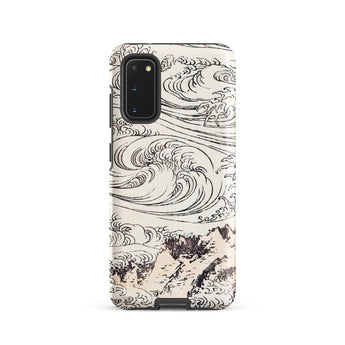Whirlpool at Awa - Katsushika Hokusai Samsung Case, Galaxy S20 / Matte, Smartphone Case Black White Wave Mountain Design