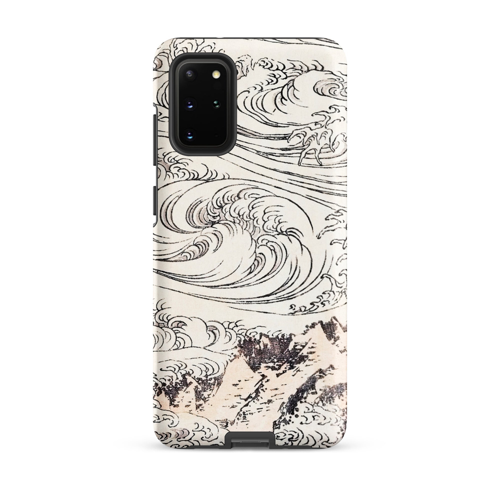 Whirlpool at Awa Katsushika Hokusai Samsung Case, Galaxy S20 Plus / Matte, White Phone Case Black Wave Mountain Design