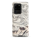 Whirlpool at Awa Katsushika Hokusai Samsung Case, Galaxy S20 Ultra / Matte, White Phone Case Black Line Art Design Ocean