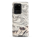 Whirlpool at Awa - Katsushika Hokusai Samsung Case, Galaxy S20 Ultra / Matte, White Phone Case Black Line Art Design Ocean