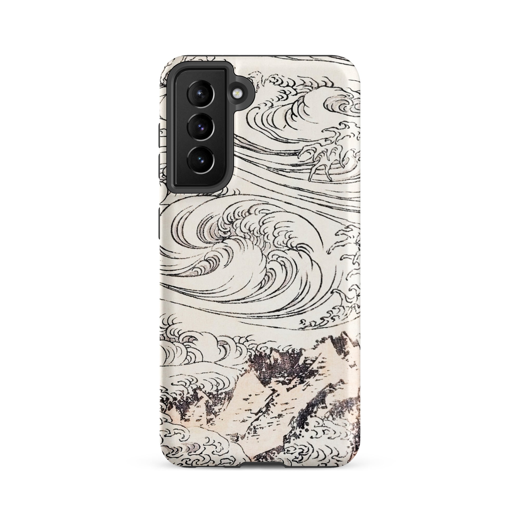 Whirlpool at Awa Katsushika Hokusai Samsung Case, Galaxy S21 Fe / Matte, White Phone Case Black Wave Mountain Design