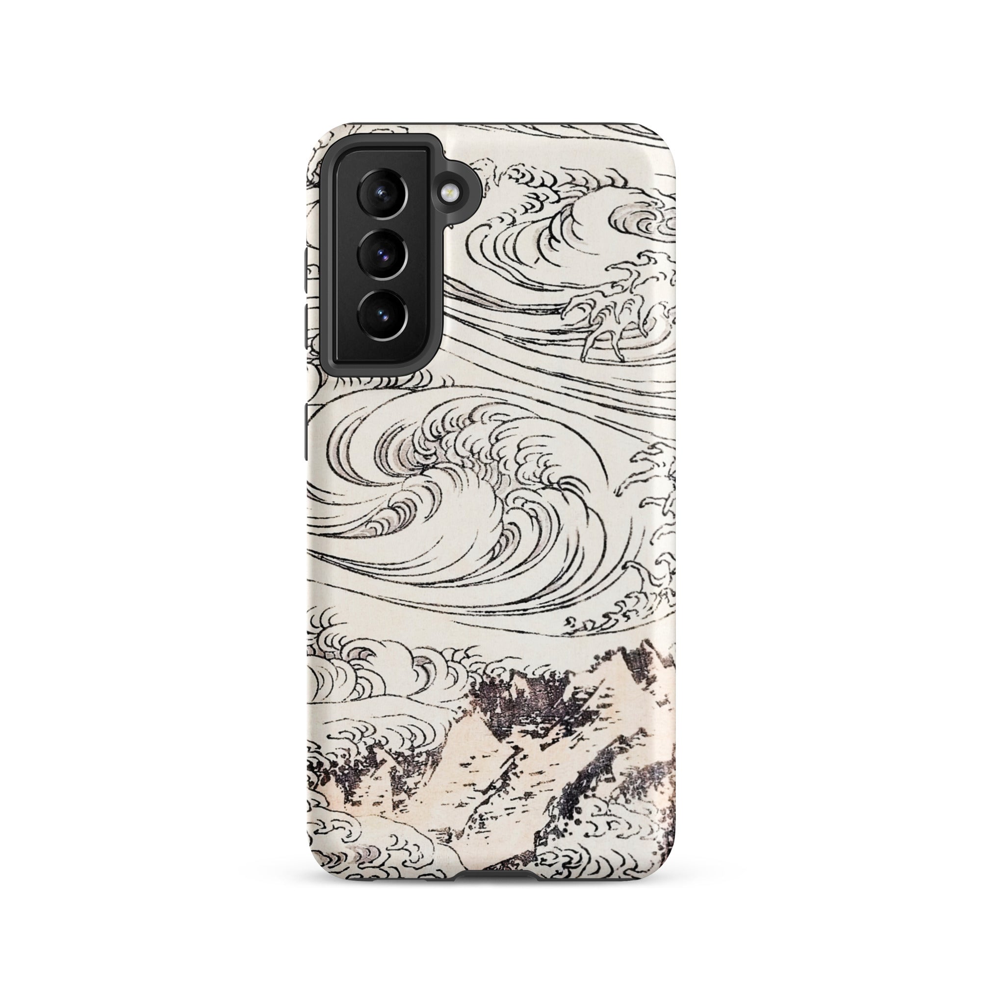Whirlpool at Awa Katsushika Hokusai Samsung Case, Galaxy S21 / Matte, White Smartphone Case Black Wave Mountain Design