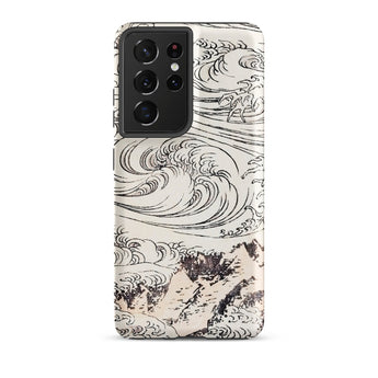Whirlpool at Awa - Katsushika Hokusai Samsung Case, Galaxy S21 Ultra / Matte, White Smartphone Case Black Wave Mountain Design
