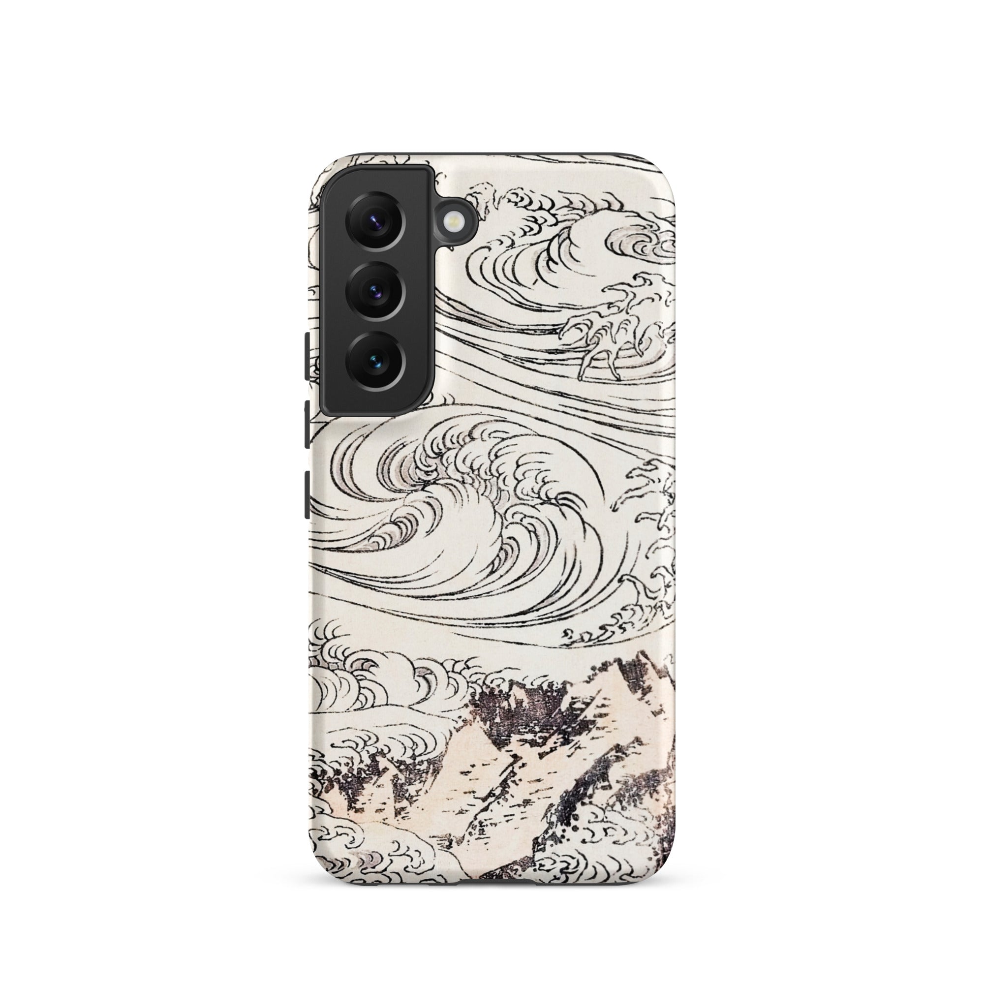 Whirlpool at Awa Katsushika Hokusai Samsung Case, Galaxy S22 / Matte, White Smartphone Case Black Line Art Design Ocean