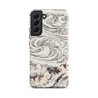 Whirlpool at Awa Katsushika Hokusai Samsung Case, Galaxy S22 Plus / Matte, White Smartphone Case Black Line Art Design Ocean
