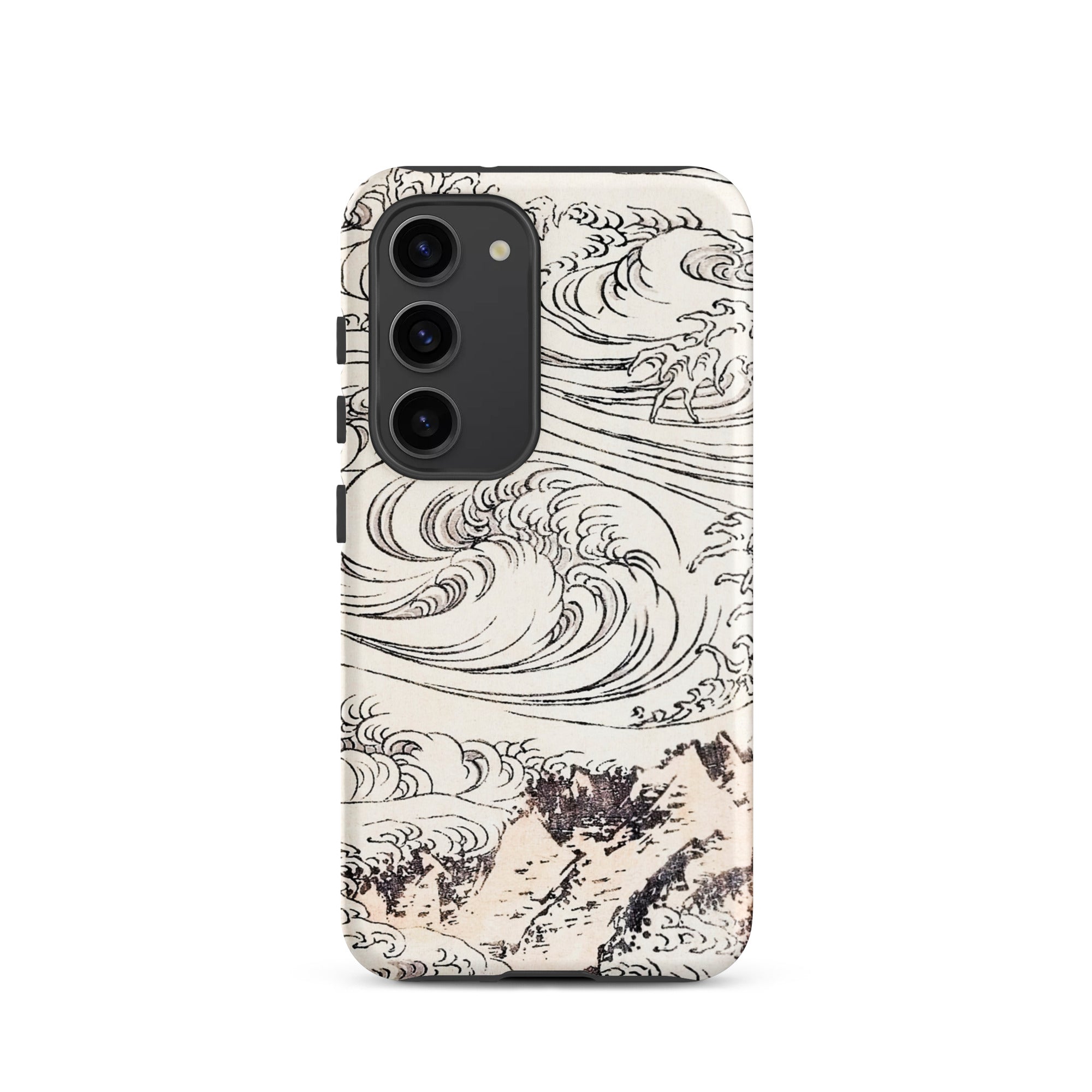 Whirlpool at Awa Katsushika Hokusai Samsung Case, Galaxy S23 / Matte, White Phone Case Black Wave Mountain Design