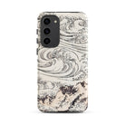 Whirlpool at Awa Katsushika Hokusai Samsung Case, Galaxy S23 Plus / Matte, White Phone Case Black Line Art Design Ocean