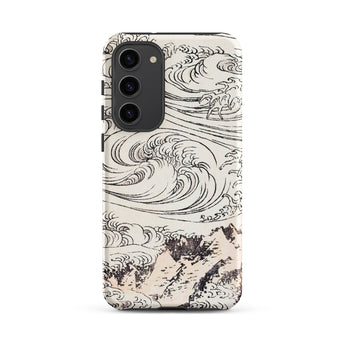 Whirlpool at Awa - Katsushika Hokusai Samsung Case, Galaxy S23 Plus / Matte, White Phone Case Black Line Art Design Ocean