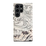 Whirlpool at Awa - Katsushika Hokusai Samsung Case, Galaxy S23 Ultra / Matte, White Smartphone Case Black Wave Mountain Design