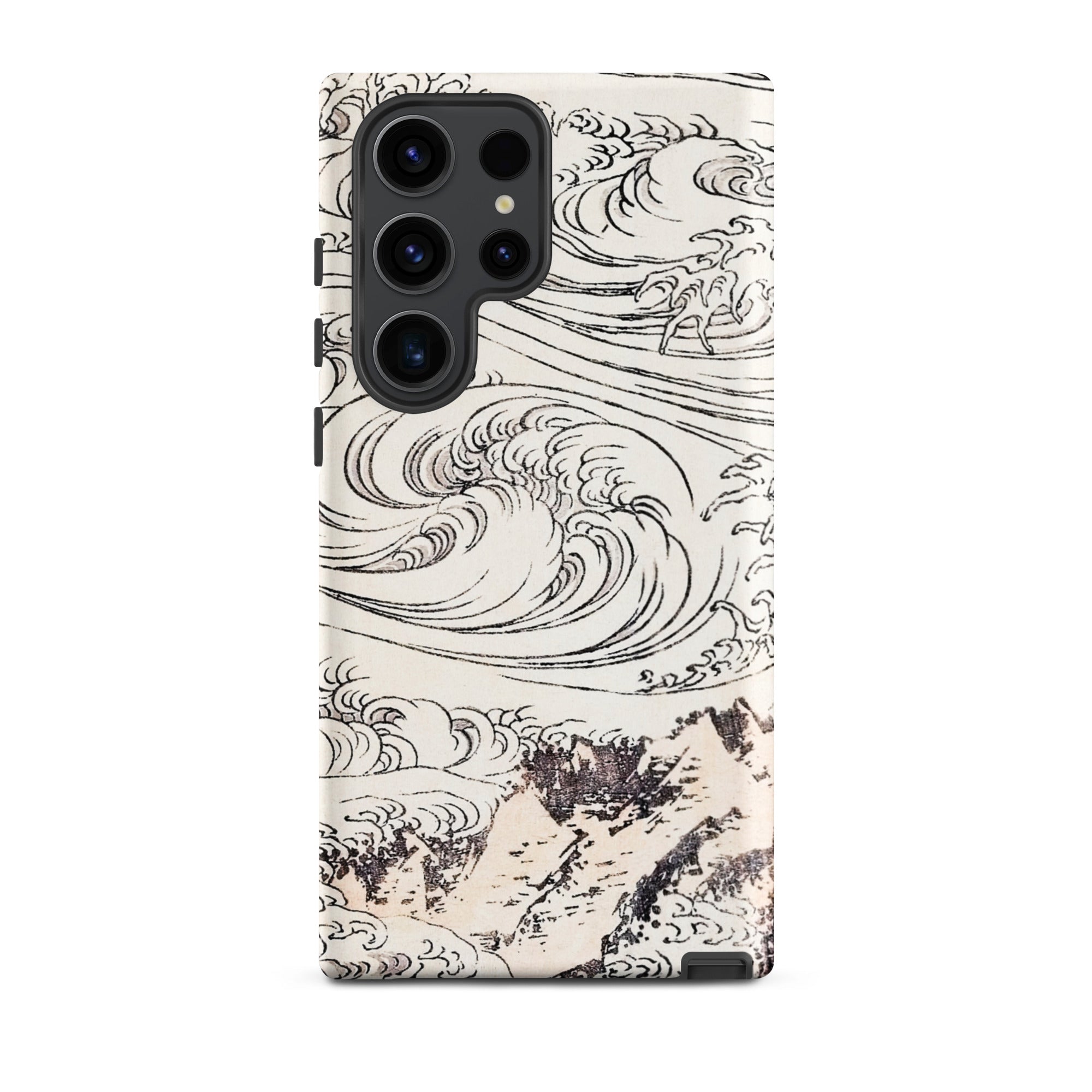Whirlpool at Awa Katsushika Hokusai Samsung Case, Galaxy S23 Ultra / Matte, White Smartphone Case Black Wave Mountain Design