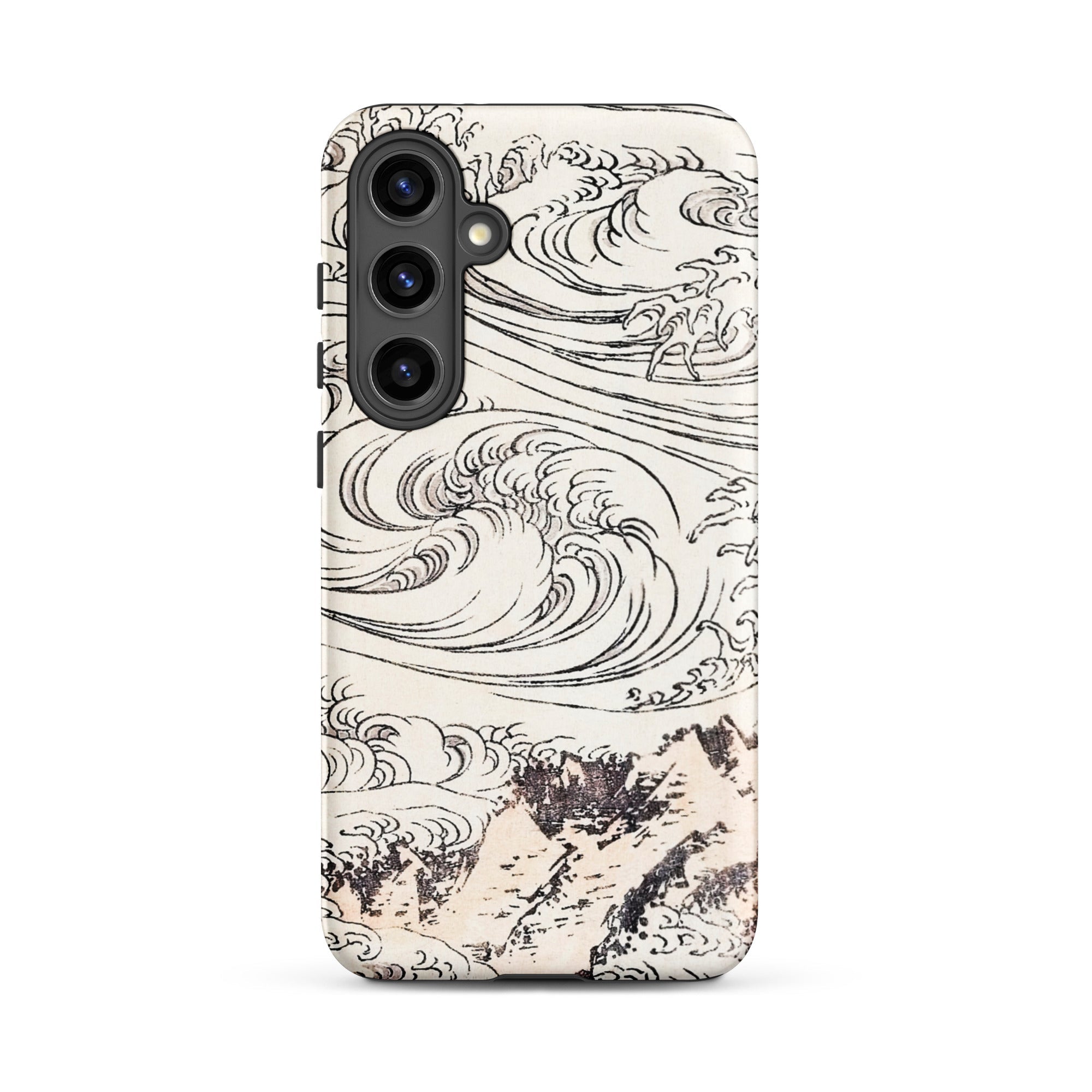 Whirlpool at Awa Katsushika Hokusai Samsung Case, Galaxy S24 Plus / Matte, Smartphone Case Black White Great Wave Pattern
