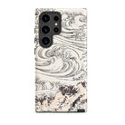 Whirlpool at Awa Katsushika Hokusai Samsung Case, Galaxy S24 Ultra / Matte, Smartphone Case Black White Wave Mountain Design