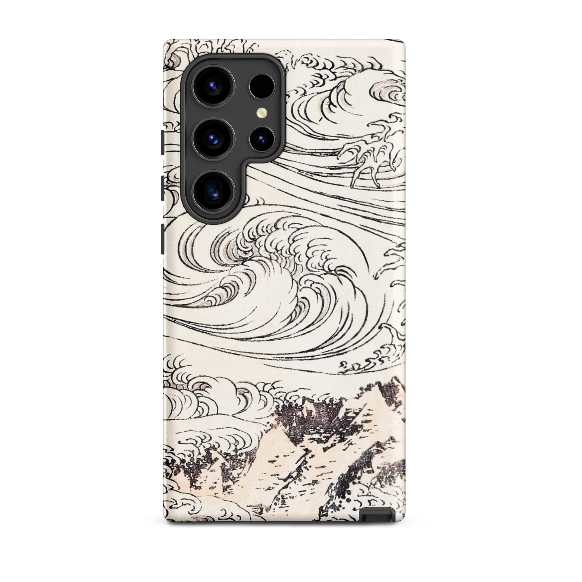 Whirlpool at Awa Katsushika Hokusai Samsung Case, Galaxy S24 Ultra / Matte, Smartphone Case Black White Wave Mountain Design
