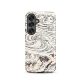 Whirlpool at Awa - Katsushika Hokusai Samsung Case, Galaxy S25 / Matte, Smartphone Case Black White Wave Mountain Design