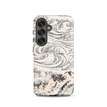 Whirlpool at Awa - Katsushika Hokusai Samsung Case, Galaxy S25 / Matte, Smartphone Case Black White Wave Mountain Design