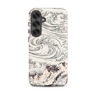 Whirlpool at Awa Katsushika Hokusai Samsung Case, Galaxy S25 Plus / Matte, White Phone Case Black Line Waves Mountains