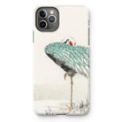 White-naped Crane - Numata Kashu Iphone Case, 11 Pro Max / Matte, Artistic Illustration Crane Teal-colored Plumage Phone Case