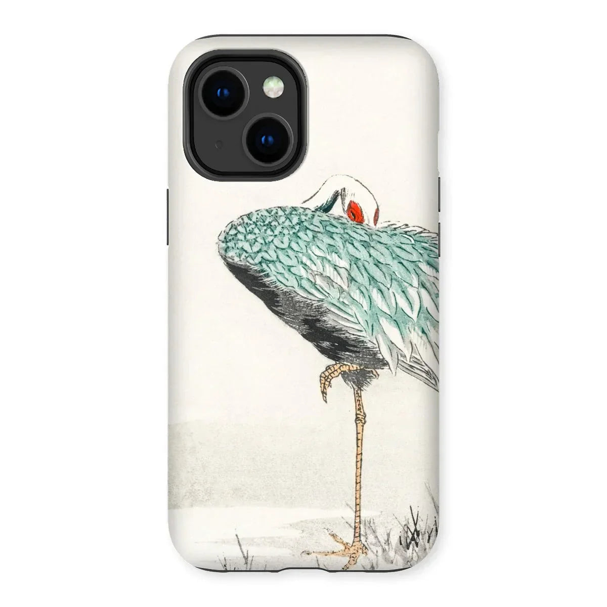 White-naped Crane - Numata Kashu Iphone Case, 14 Plus / Matte, Phone Case Artistic Illustration Crane Heron Teal-colored Plumage