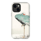 White-naped Crane - Numata Kashu Iphone Case, 14 Plus / Matte, Phone Case Artistic Illustration Crane Heron Teal-colored Plumage