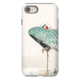 White-naped Crane - Numata Kashu Iphone Case, 8 / Matte, Artistic Illustration Crane Teal-colored Plumage Phone Case