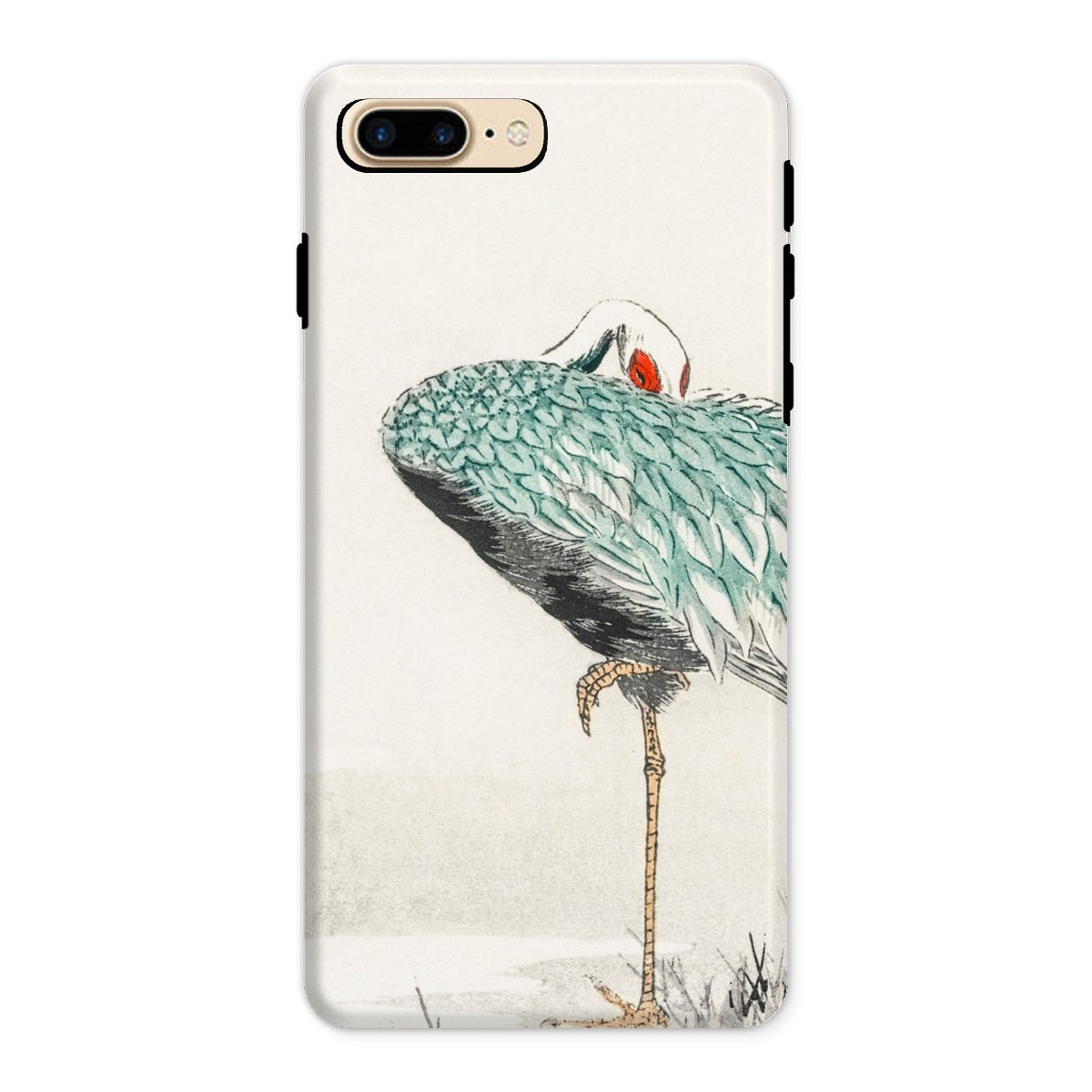 White Naped Crane Numata Kashu Iphone Case, 8 Plus / Matte, Artistic Illustration Crane Heron Teal Colored Plumage Phone Case