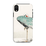 White-naped Crane - Numata Kashu Iphone Case, Xr / Matte, Artistic Illustration Crane Heron Blue-green Plumage Phone Case
