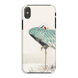 White-naped Crane - Numata Kashu Iphone Case, Xs / Matte, Stylized Illustration Crane Teal-colored Plumage Phone Case