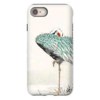 White-naped Crane - Numata Kashu Phone Case Iphone 8 / Matte Artistic Illustration Teal-colored Plumage Kashu’s, Struts, Digital Realms
