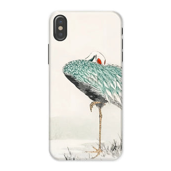 White-naped Crane - Numata Kashu Phone Case Iphone x / Matte Teal-colored Plumage Depicted Kashu’s, Struts, Digital Realms Mobile Cases