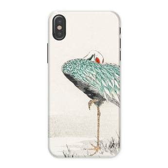 White-naped Crane - Numata Kashu Phone Case Iphone x / Matte Crane Teal-colored Plumage Depicted Phone Case Numata Kashu’s Crane, Struts,
