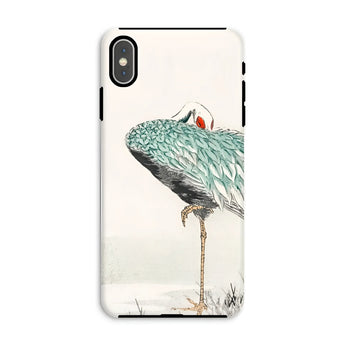 White-naped Crane - Numata Kashu Phone Case Iphone Xs Max / Matte Artistic Illustration Teal-colored Plumage Kashu’s, Struts, Digital