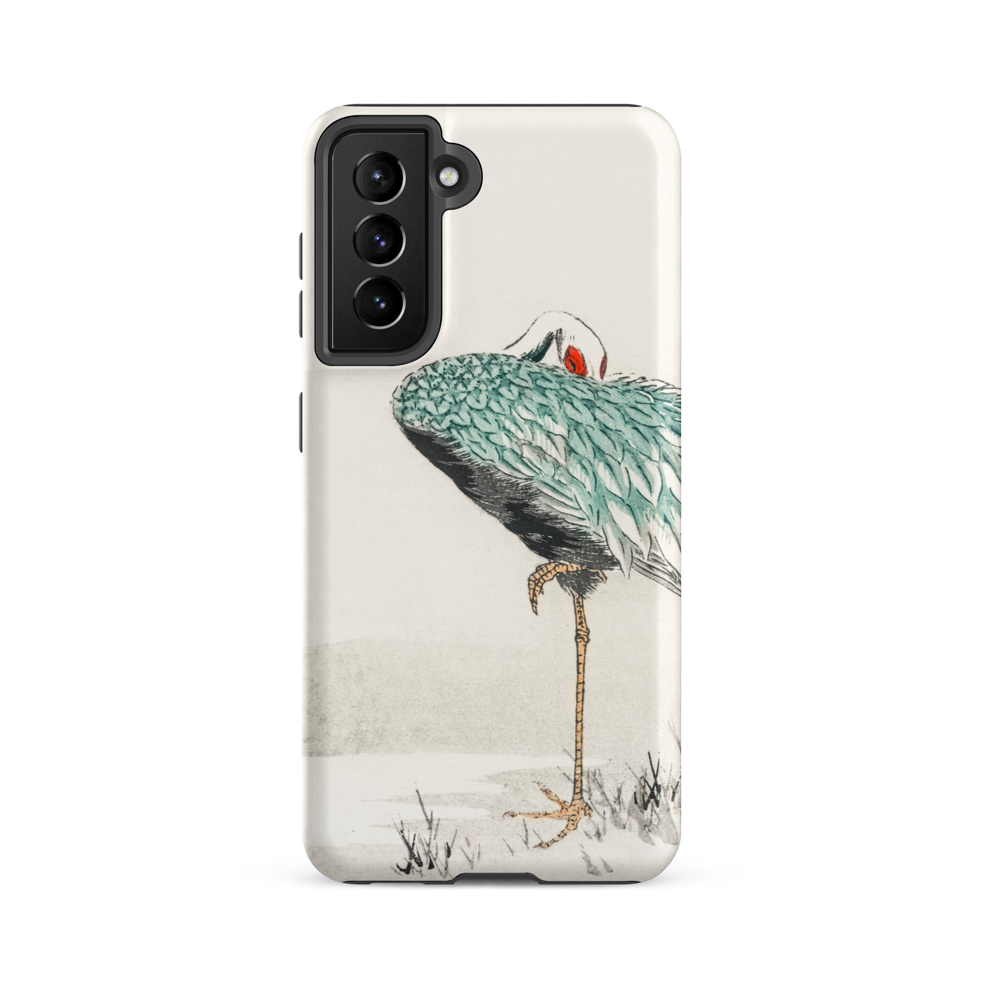 White Naped Crane Numata Kashu Samsung Case, Galaxy S21 Fe / Matte, Phone Case Crane Illustration