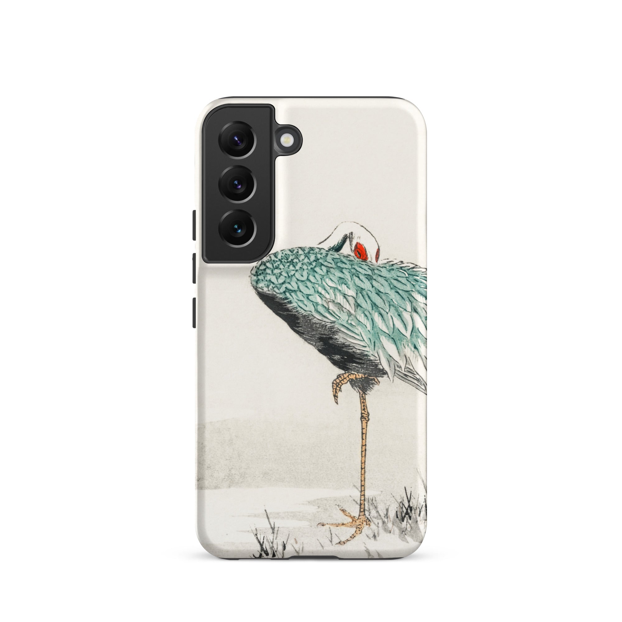 White Naped Crane Numata Kashu Samsung Case, Galaxy S22 / Matte, White Smartphone Case Printed Crane Leg