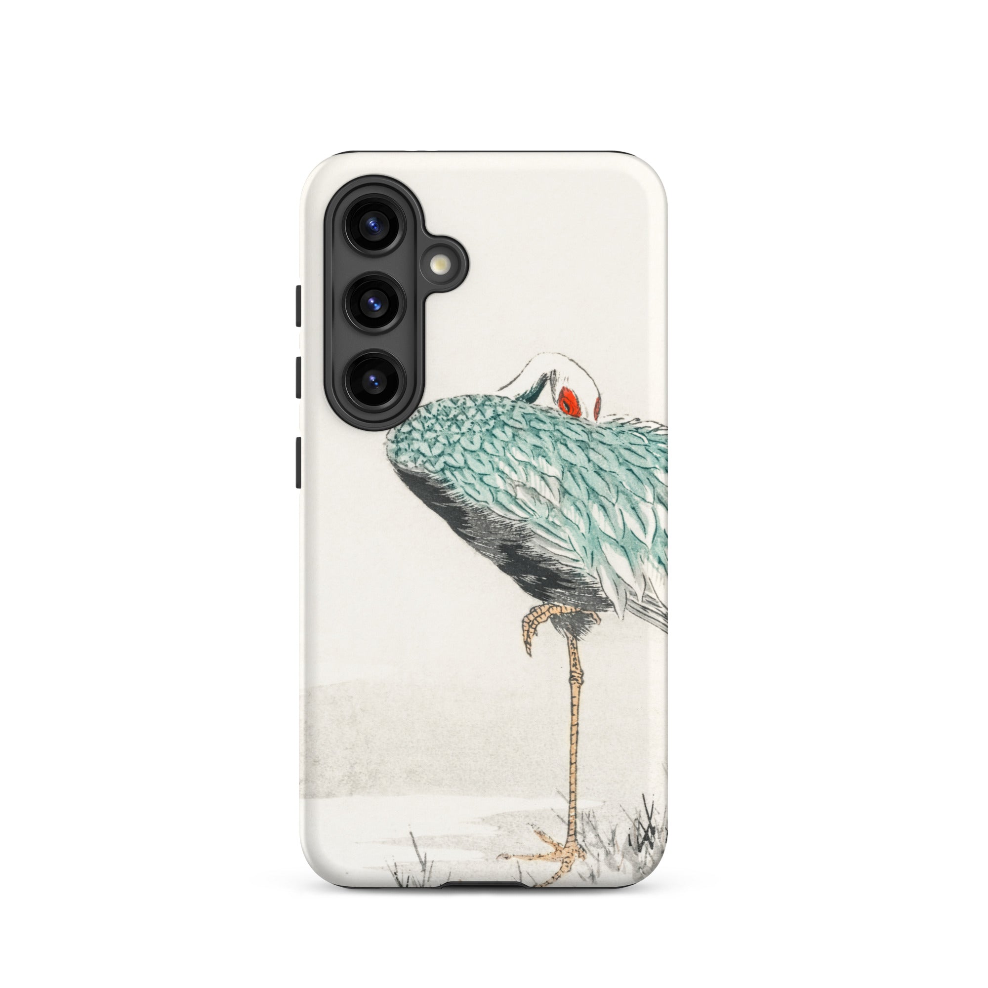 White Naped Crane Numata Kashu Samsung Case, Galaxy S24 / Matte, White Phone Case Painted Crane Design