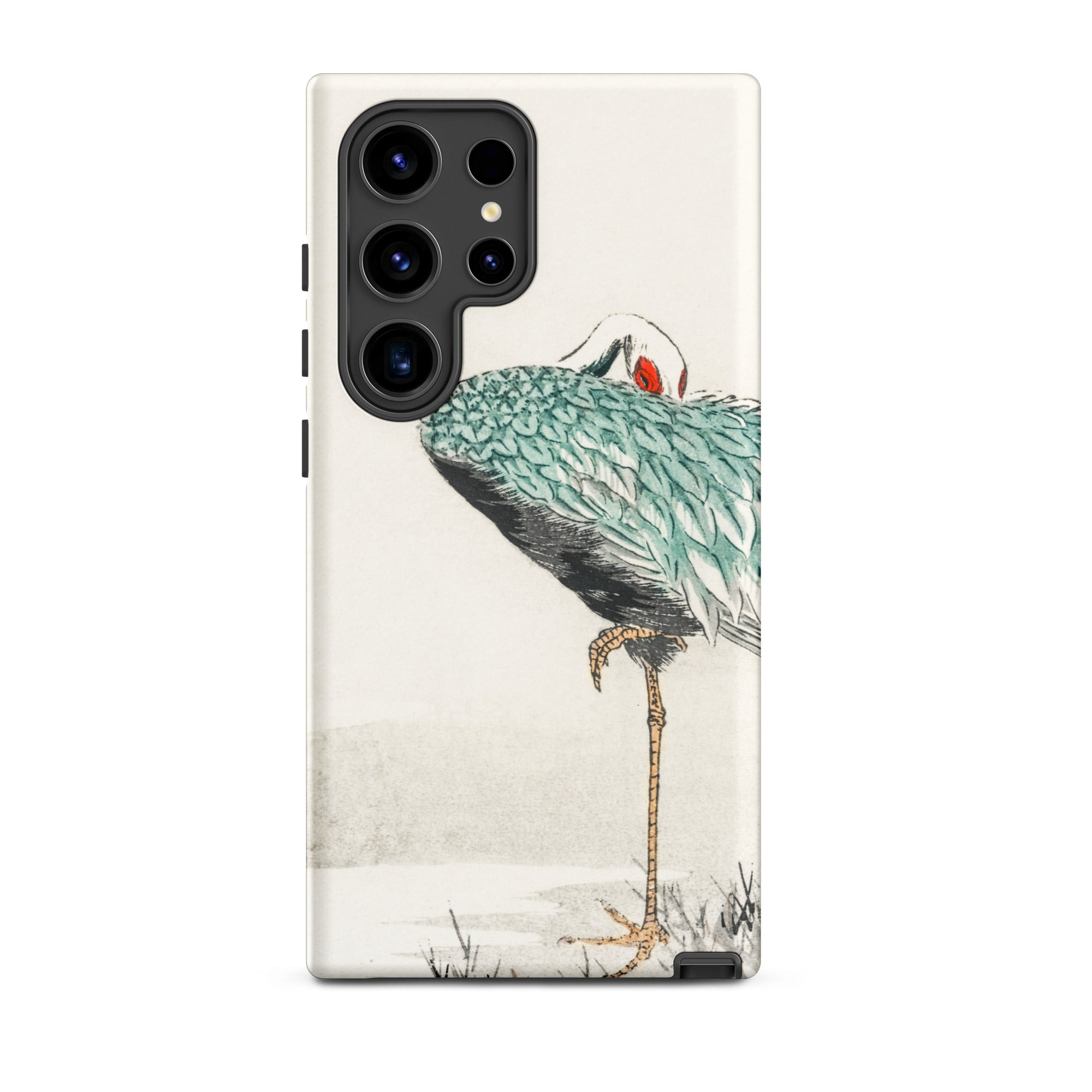White Naped Crane Numata Kashu Samsung Case, Galaxy S24 Ultra / Matte, White Phone Case Vibrant Crane Illustration