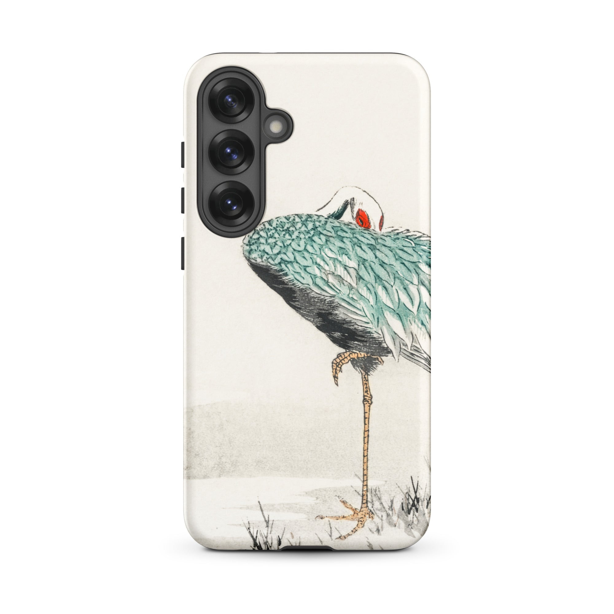 White Naped Crane Numata Kashu Samsung Case, Galaxy S25 Plus / Matte, Phone Case Crane Illustration
