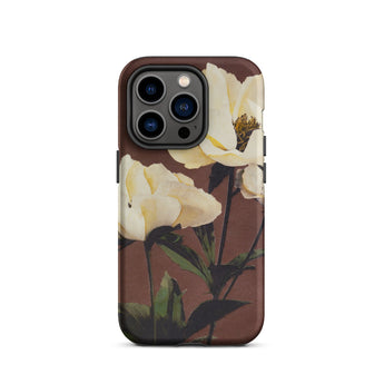 White Peony - Ogawa Kazumasa Floral Iphone Case, 14 Pro / Matte, Floral-patterned Phone Case