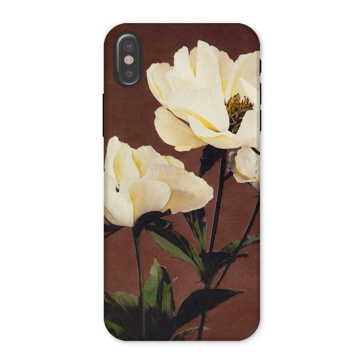 White Peony Ogawa Kazumasa Floral Iphone Case, x / Matte, Iphone Case Floral Design White Magnolia Flowers Brown