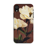 White Peony - Ogawa Kazumasa Floral Iphone Case, Xr / Matte, Phone Case Floral Design White Magnolia Flowers Brown