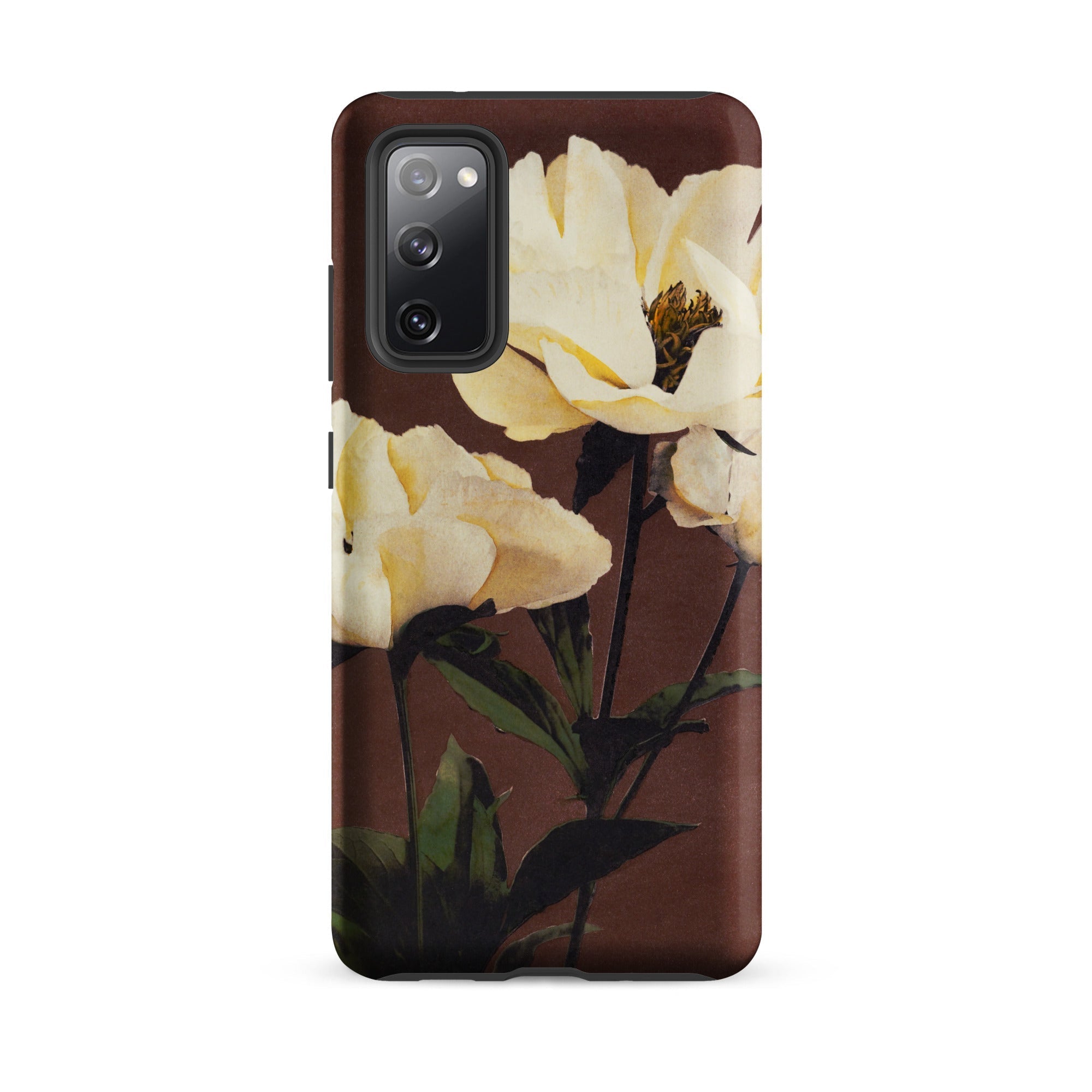 White Peony Ogawa Kazumasa Floral Samsung Case, Galaxy S20 Fe / Matte, Brown Phone Case Floral Design Light Yellow Flowers