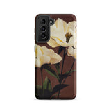 White Peony - Ogawa Kazumasa Floral Samsung Case, Galaxy S21 / Matte, Dark Brown Phone Case Floral Design Light Yellow