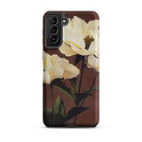 White Peony - Ogawa Kazumasa Floral Samsung Case, Galaxy S21 Plus / Matte, Brown Smartphone Case Design White Flowers