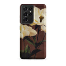 White Peony Ogawa Kazumasa Floral Samsung Case, Galaxy S21 Ultra / Matte, Brown Smartphone Case White Floral Design