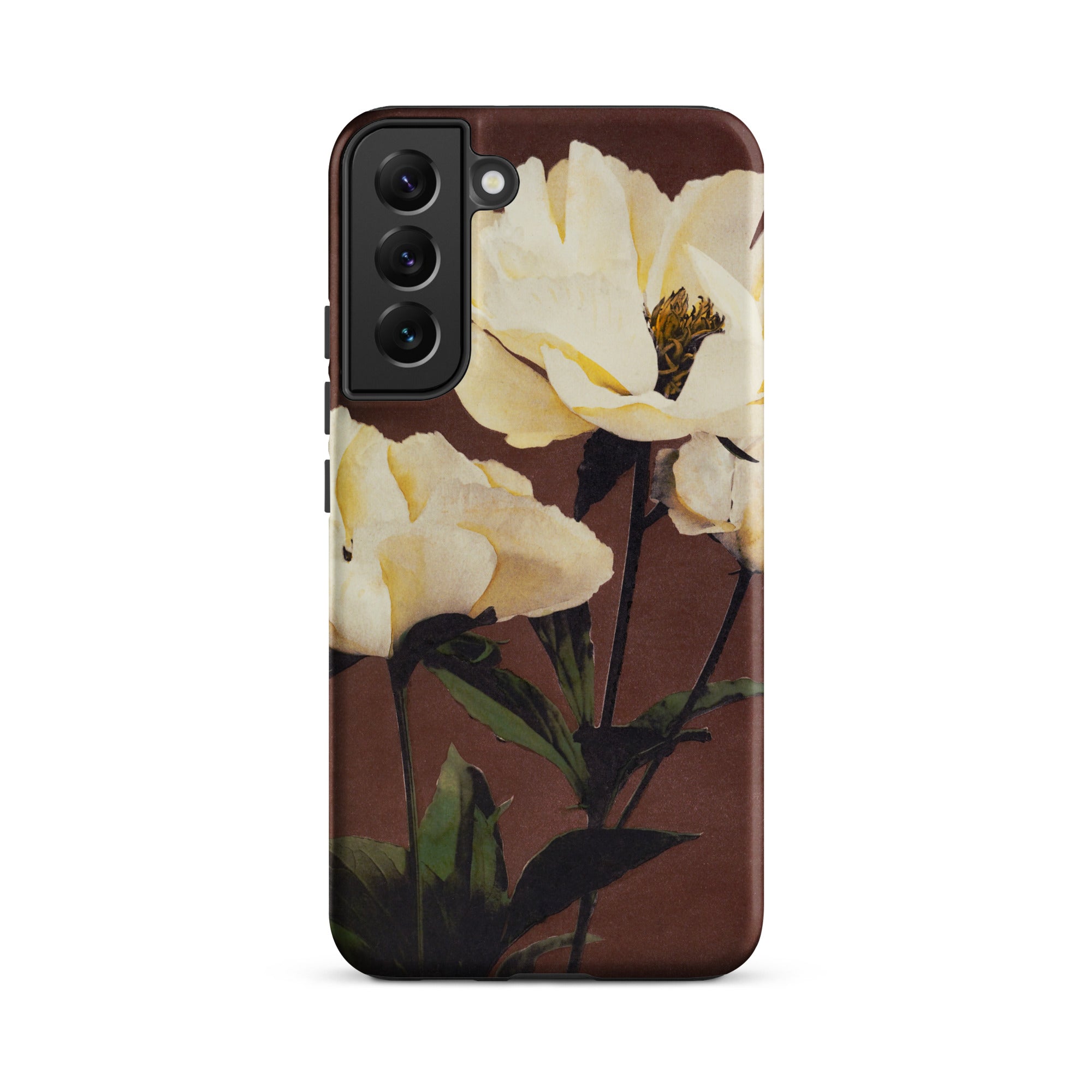 White Peony Ogawa Kazumasa Floral Samsung Case, Galaxy S22 Plus / Matte, Brown Phone Case Floral Design Light Colored Flowers Green