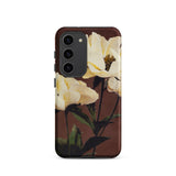 White Peony - Ogawa Kazumasa Floral Samsung Case, Galaxy S23 / Matte, Phone Case Floral Design Light-colored Flowers Dark Brown
