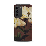 White Peony - Ogawa Kazumasa Floral Samsung Case, Galaxy S23 Plus / Matte, Phone Case Floral Design White Flowers Dark Brown